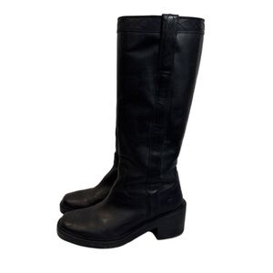 Frye Campus Black Knee High Leather Heeled Boots, Size 8